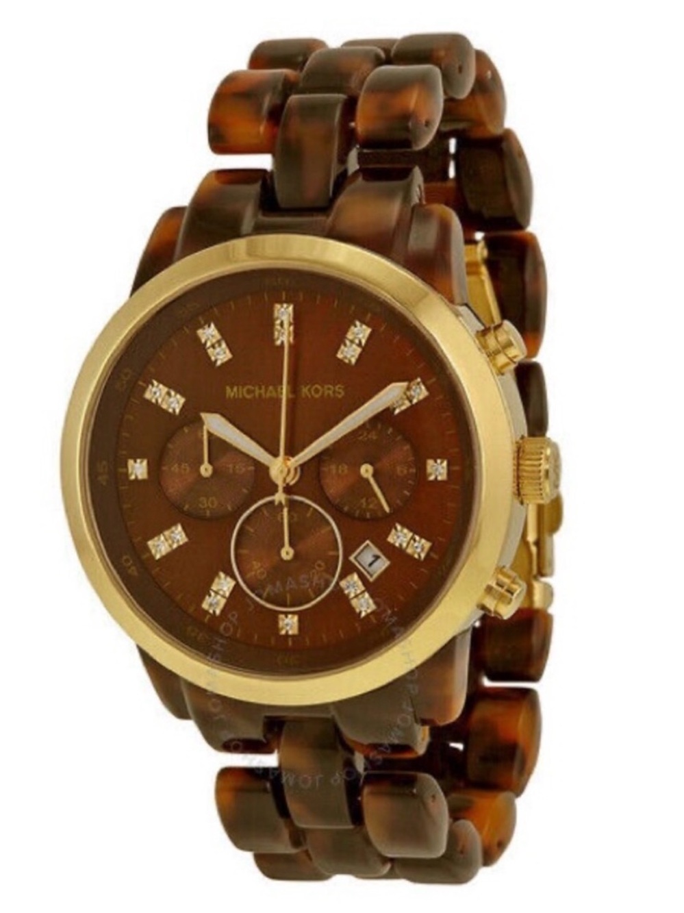 Michael Kors Tortoiseshell and Gold Chronograph Watch